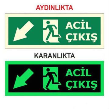 Modülerteknik Fotolümen Levha Acil Çıkış Sol Aşağı 15x30 cm Uyarı Levhası