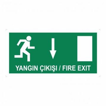 Modülerteknik Yangın Çıkışı Fire Exit Aşağı 10x25 cm Uyarı Levhası