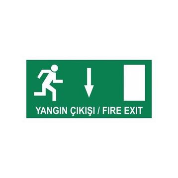Modülerteknik Yangın Çıkışı Fire Exit Aşağı 10x25 cm Uyarı Levhası