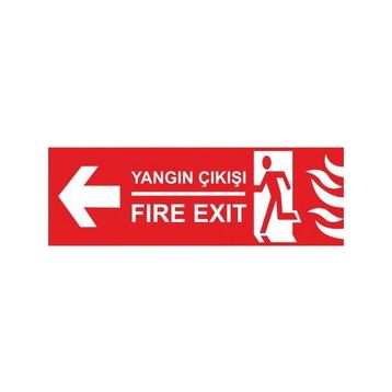 Modülerteknik Yangın Çıkışı Fire Exit Sol 10x25 cm Uyarı Levhası