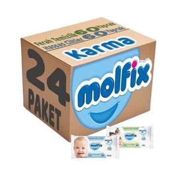 Molfix Ferah Temizlik 12x60 + Hassas Cilt 12x60 Karma Set 24 Paket Islak Mendil