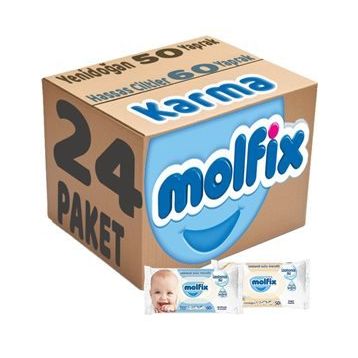 Molfix Hassas Cilt 12x60 + Yenidoğan 12x50 Karma Set 24 Paket Islak Mendil