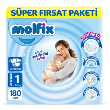 Molfix No:1 Yenidoğan 180 Adet Bebek Bezi