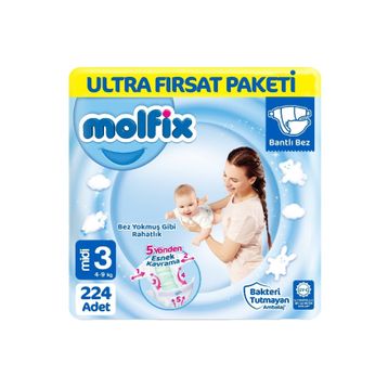 Molfix No:3 Midi 224 Adet Bebek Bezi