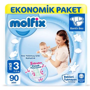 Molfix No:3 Midi 90 Adet Bebek Bezi