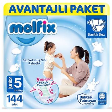 Molfix No:5 Junior 144 Adet Bebek Bezi