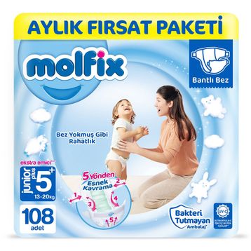Molfix No:5+ Junior Plus 108 Adet Bebek Bezi