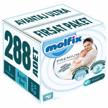 Molfix Premium No:1 Yenidoğan 288 Adet Bebek Bezi