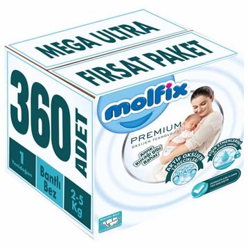 Molfix Premium No:1 Yenidoğan 360 Adet Bebek Bezi