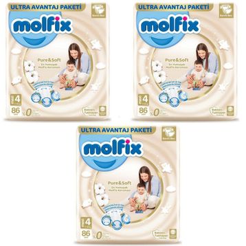 Molfix Pure&Soft No:4 Maxi 258 Adet Bebek Bezi