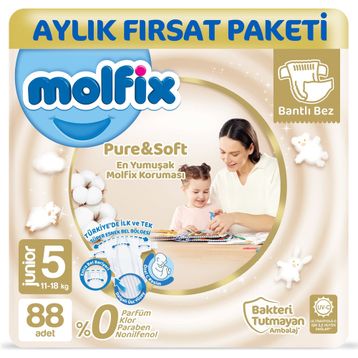Molfix Pure&Soft No:5 Junior 88 Adet Bebek Bezi