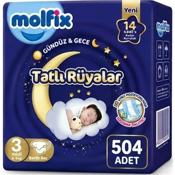Molfix Tatlı Rüyalar No:3 Midi 504 Adet Bebek Bezi