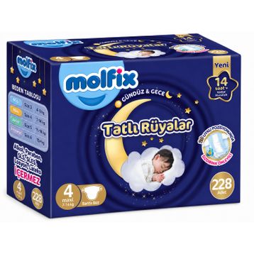 Molfix Tatlı Rüyalar No:4 Maxi 228 Adet Bebek Bezi