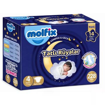 Molfix Tatlı Rüyalar No:4 Maxi 228 Adet Bebek Bezi