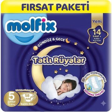 Molfix Tatlı Rüyalar No:5 Junior 58 Adet Bebek Bezi