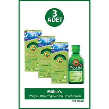 Möller's Omega-3 Elma Aromalı 3x150 ml Sıvı Balık Yağı