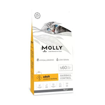 Molly Hairball Control Tavuklu ve Hamsili Düşük Tahıllı 15 kg Yetişkin Kedi Maması