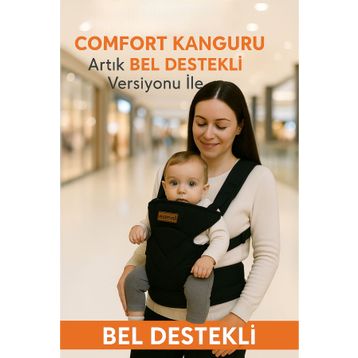 Molmini Comfort Bel Destekli Ergonomik Bebek Taşıma Çantası Ana Kucağı Anakucağı Baby Sling Siyah Kanguru