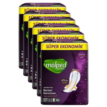 Molped 16x6'lı Gece Supernight Hijyenik Ped