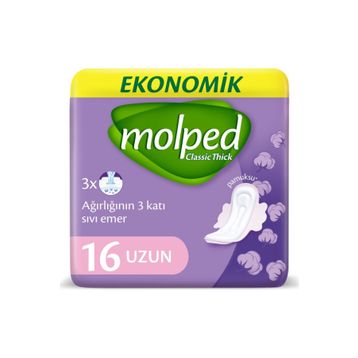 Molped Classic Thick Hijyenik Ped Uzun 16 Adet