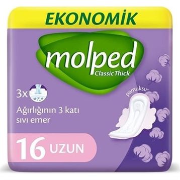 Molped Classic Thick Hijyenik Ped Uzun 16 Adet