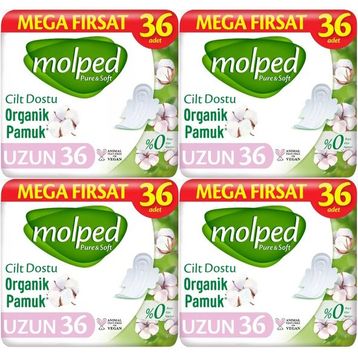 Molped Pure & Soft 4'lü 144 Adet Uzun Ultra Hijyenik Ped