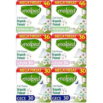 Molped Pure Soft 92 Adet Normal + 72 Adet Uzun + 60 Adet Gece Hijyenik Ped