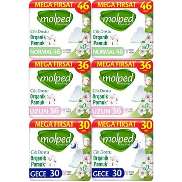 Molped Pure Soft 92 Adet Normal + 72 Adet Uzun + 60 Adet Gece Hijyenik Ped