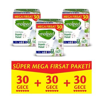 Molped Pure & Soft Gece Süper Mega Paket 90 Adet Hijyenik Ped