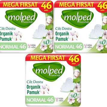 Molped Pure Soft Normal Süper 3x46 Adet Hijyenik Ped