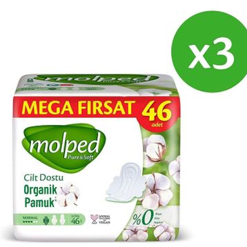 Molped Pure Soft Normal Süper 3x46 Adet Hijyenik Ped