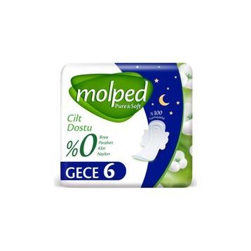 Molped Pure Soft Tekli Gece 6'lı Ped