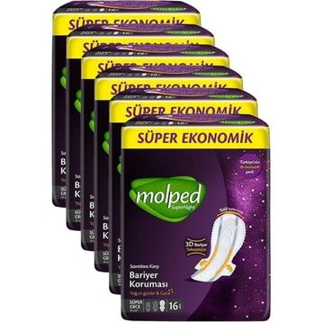 Molped Süper Ekonomik Süpernight Gece 16x6 96 Adet Ped