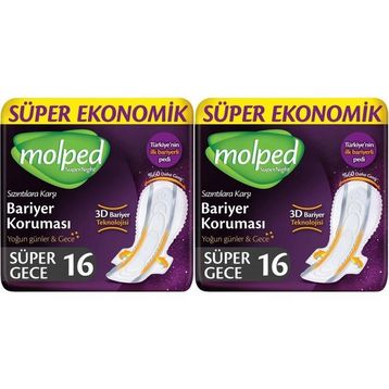 Molped Süper Gece 16x2 32 Adet Ekonomik Süpernight Ped
