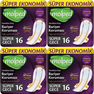 Molped Süper Gece 16x4 64 Adet Ekonomik Süpernight Ped