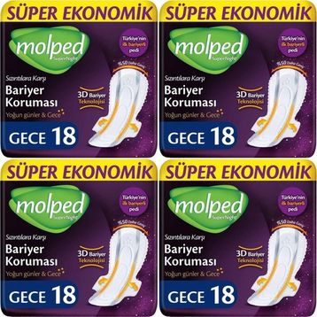 Molped Süper Gece 18x4 72 Adet Ekonomik Süpernight Ped