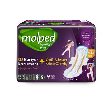 Molped Süper Night Önü Uzun 5'li Hijyenik Ped