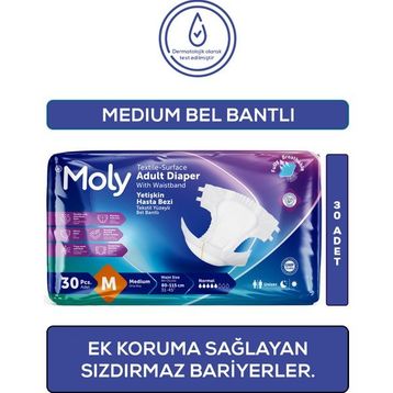 Moly Medium 30 Adet Belbantlı Hasta Bezi