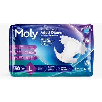 Moly Tekstil Yüzeyli Large Belbantlı 30 Adet Hasta Bezi