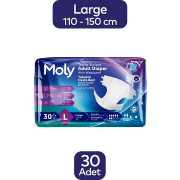 Moly Tekstil Yüzeyli Large Belbantlı 30 Adet Hasta Bezi