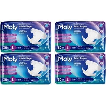 Moly Tekstil Yüzeyli Large Belbantlı 4x30 Adet Hasta Bezi