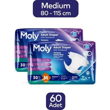 Moly Tekstil Yüzeyli Medium Belbantlı 2x30 Adet Hasta Bezi