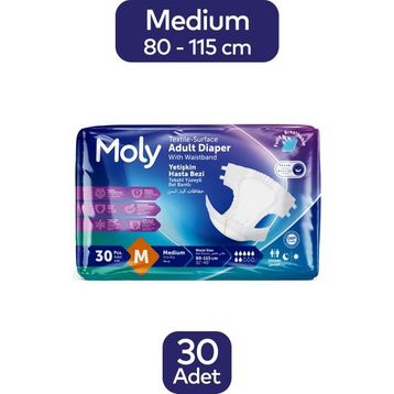 Moly Tekstil Yüzeyli Medium Belbantlı 30 Adet Hasta Bezi
