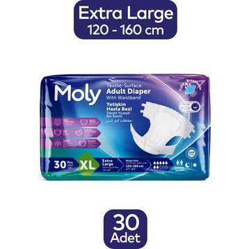 Moly Tekstil Yüzeyli XL Belbantlı 30 Adet Hasta Bezi