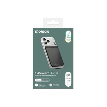 Momax IP161Q2D Power S.Pass Siyah 5000 mAh Qi2 Magsafe Powerbank