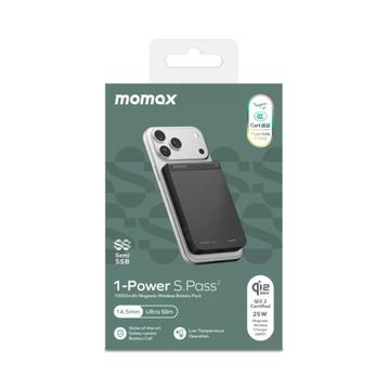 Momax IP163Q22D Power S.Pass2 Siyah 10000 mAh Qi2.2 Yarı SSB MagSafe Powerbank