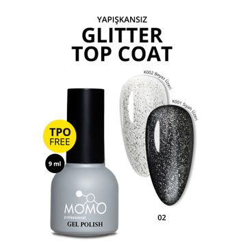 Momo Glitter Top Coat 02 9 ml Kalıcı Oje