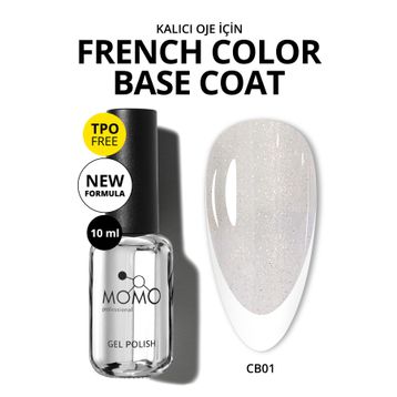 Momo Professional French Color Base Coat CB01 Işıltılı Rakı Beyazı 10 ml Kalıcı Oje