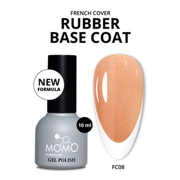 Momo Professional French Cover Rubber Base Coat FC08 Altın Simli Açık Bronz 10 ml Kalıcı Oje