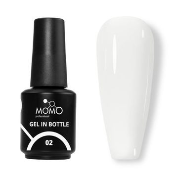 Momo Professional Gel In Bottle No: 02 Süt Beyazı 18 ml Akıllı Fırçalı Protez Tırnak Jeli